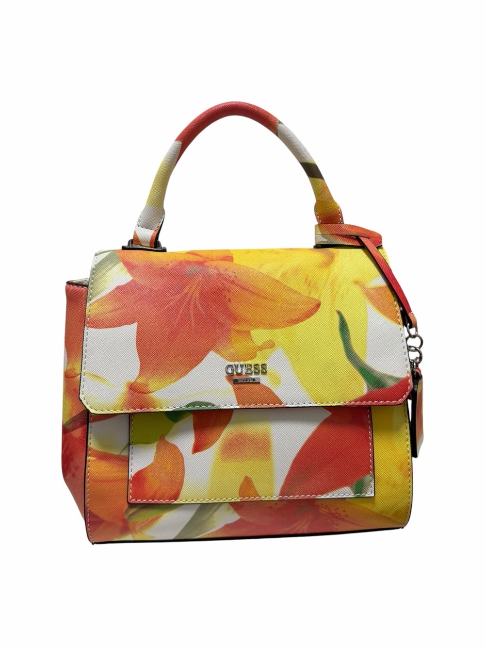 Guess Yellow/Orange Faux Leather Crossbody Handbag